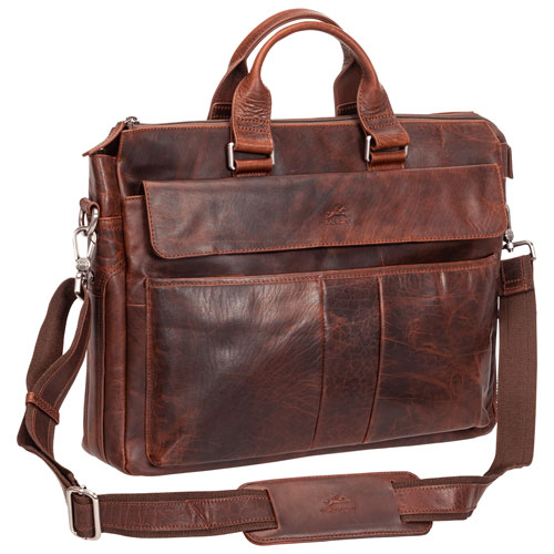 Mancini Buffalo 15.6" Single-Compartment Laptop Briefcase Bag - Brown