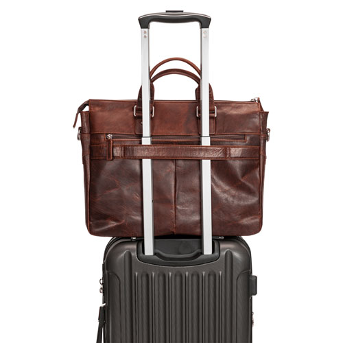 Mancini Buffalo 15.6" Single-Compartment Laptop Briefcase Bag - Brown