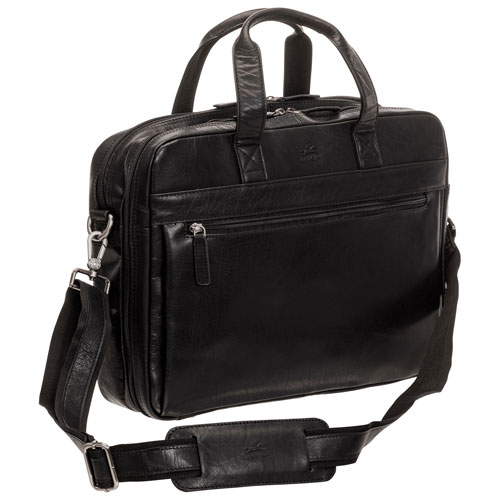 Mancini Buffalo 15.6" Double-Compartment Laptop Briefcase Bag - Black