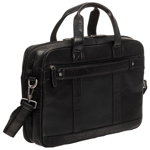 Mancini Buffalo 15.6" Double-Compartment Laptop Briefcase Bag - Black