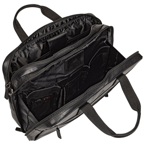 Mancini Buffalo 15.6" Double-Compartment Laptop Briefcase Bag - Black
