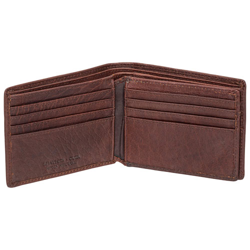 Mancini Buffalo RFID Genuine Leather Wallet with Zippered Coin Pocket - Brown