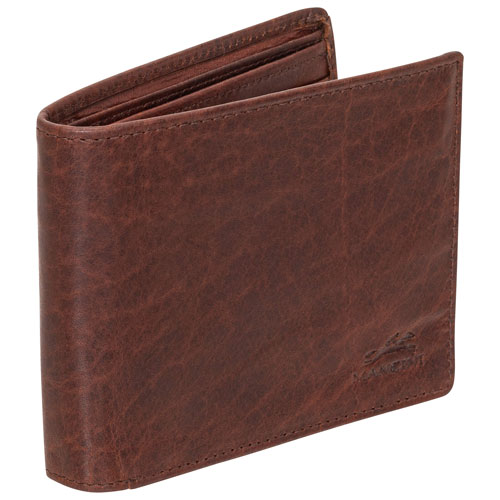 Portefeuille RFID à deux volets en cuir véritable avec volet gauche Buffalo de Mancini - Brun