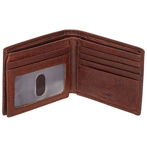 Portefeuille RFID à deux volets en cuir véritable avec volet gauche Buffalo de Mancini - Brun