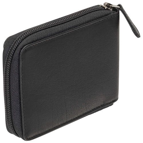 Mancini Buffalo RFID Genuine Leather Zippered Wallet Wallet - Black