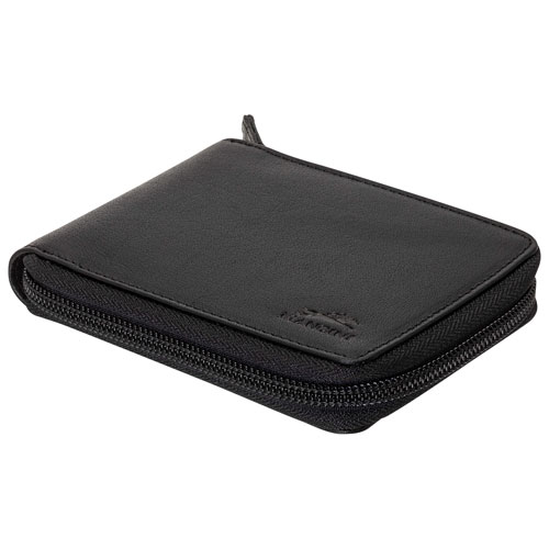 Mancini Buffalo RFID Genuine Leather Zippered Wallet Wallet - Black