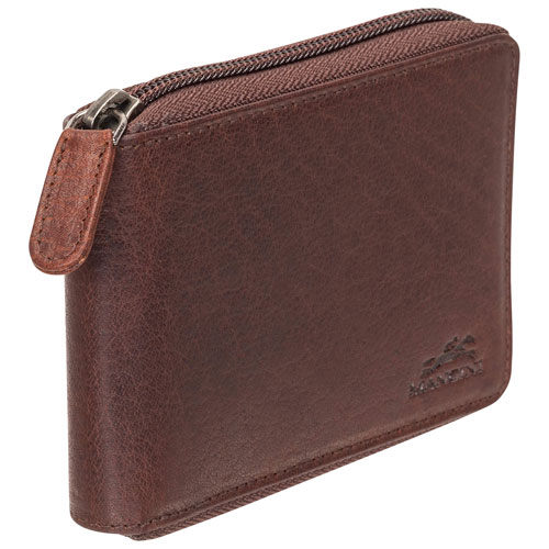 Mancini Buffalo RFID Genuine Leather Zippered Wallet Wallet - Brown