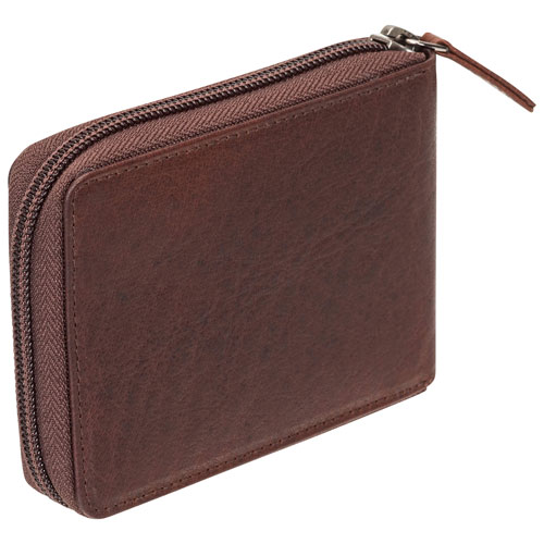 Mancini Buffalo RFID Genuine Leather Zippered Wallet Wallet - Brown