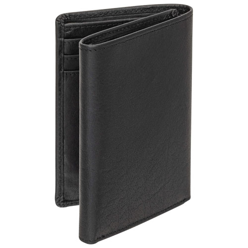 Mancini Buffalo RFID Genuine Leather Trifold Wallet - Black