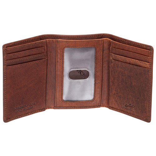 Mancini Buffalo RFID Genuine Leather Trifold Wallet - Brown