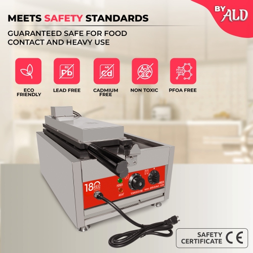 AR-1105 Taiyaki Fish Waffle Maker | Commercial Taiyaki Machine | 5 Open-Mouth Fish Shaped Waffles | Stainless Steel | 110V