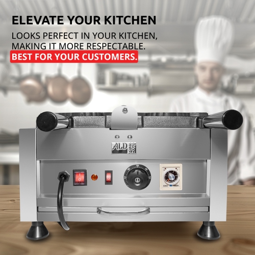 AP-209 Taiyaki Fish Waffle Maker | Open-Mouth Fish Shaped Waffle Iron | 5 Fish Shaped Ice Cream Cones | 110V