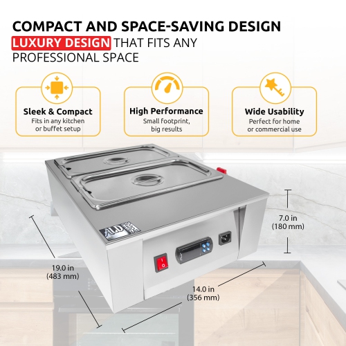 AP-330 Chocolate Melter | Electric Chocolate Warmer | Commercial Stainless Steel Fondue Pot | 4 Pots 22 lb | 110V