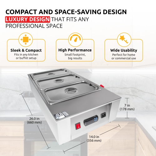 AP-331 Chocolate Melter | DIGITAL Electric Chocolate Warmer | Commercial Stainless Steel Fondue Pot | 5 Pots 29.7 lb | 110V