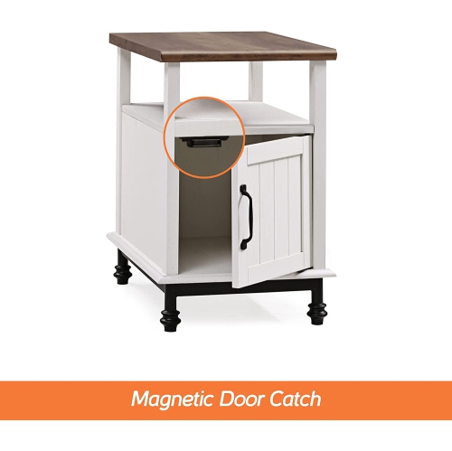 WAMPAT Set of 2 Farmhouse Nightstands, Premium Wood Accent End Side Table with Open Storage, Cabinet and Back Shelf for Living Room & Bedroom, 24",