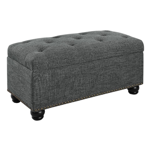 CONVENIENCE CONCEPTS Designs4Comfort 7Th Avenue Storage Ottoman In Gray Button-Tufted Fabric