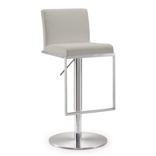 TOV FURNITURE  Amalfi 32.5" Contemporary Fabric/stainless Steel Barstool In In Gray