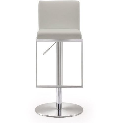 TOV Furniture Amalfi 32.5" Contemporary Fabric/Stainless Steel Barstool in Gray