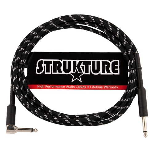 STRUKTURE  Instrument Cable - Vintage Black/silver, 10Ft Right Angle