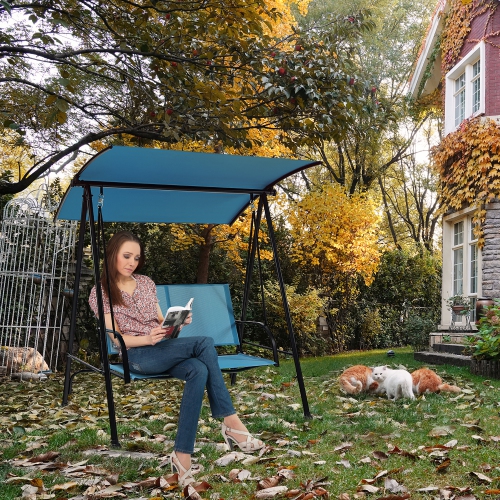 Costway 2-Seat Patio Swing Porch Swing with Adjustable Canopy for Garden
