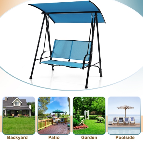 Costway 2-Seat Patio Swing Porch Swing with Adjustable Canopy for Garden