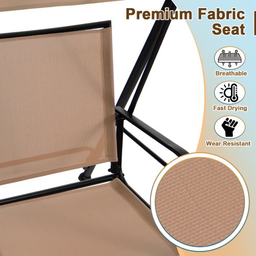 Costway 2-Seat Patio Swing Porch Swing with Adjustable Canopy for Garden