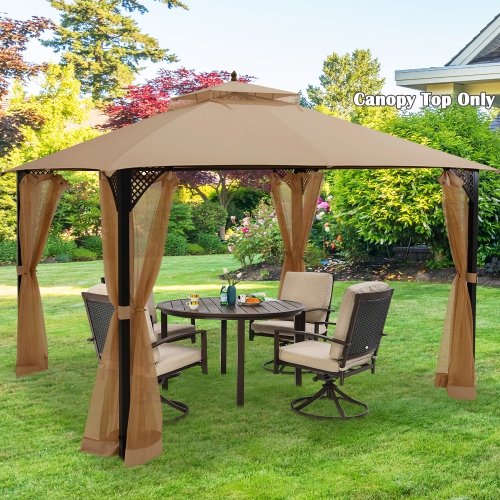 Costway 10' x 12' Patio Gazebo Replacement Top Cover 2-Tier Canopy CPAI-84 Outdoor