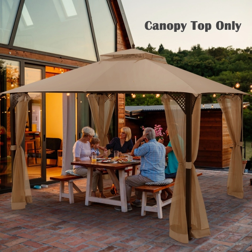 Costway 10' x 12' Patio Gazebo Replacement Top Cover 2-Tier Canopy CPAI-84 Outdoor