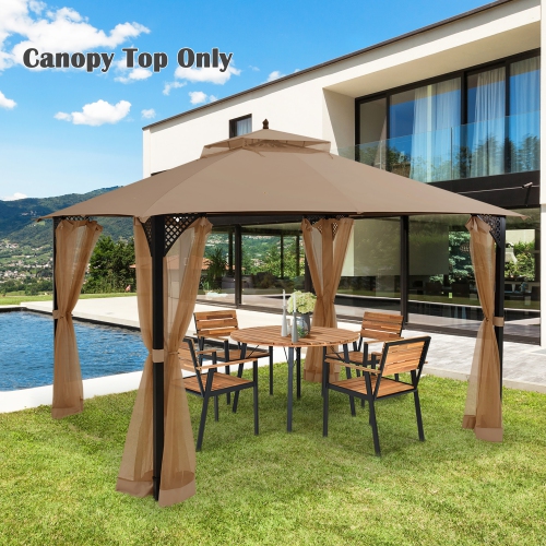 Costway 10' x 12' Patio Gazebo Replacement Top Cover 2-Tier Canopy CPAI-84 Outdoor