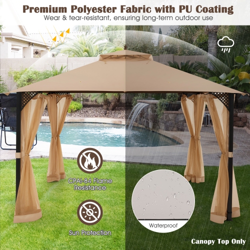 Costway 10' x 12' Patio Gazebo Replacement Top Cover 2-Tier Canopy CPAI-84 Outdoor