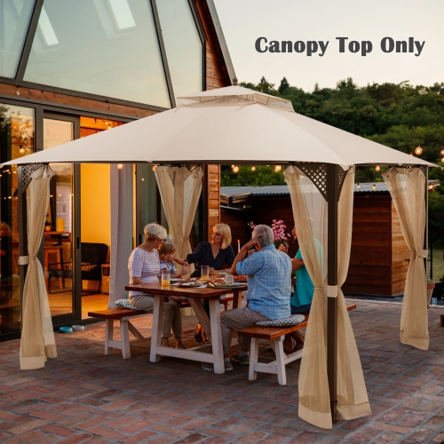 Costway 10' x 12' Patio Gazebo Replacement Top Cover 2-Tier Canopy CPAI-84 Outdoor