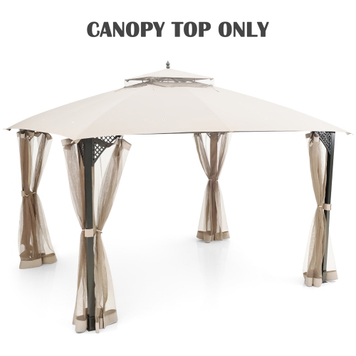 Costway 10' x 12' Patio Gazebo Replacement Top Cover 2-Tier Canopy CPAI-84 Outdoor