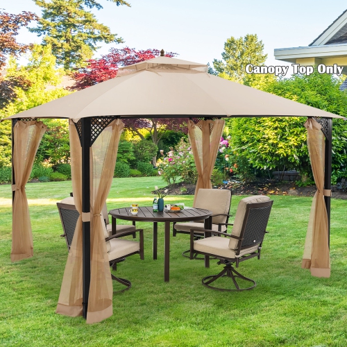 Costway 10' x 12' Patio Gazebo Replacement Top Cover 2-Tier Canopy CPAI-84 Outdoor