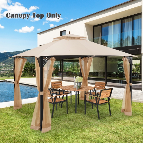 Costway 10' x 12' Patio Gazebo Replacement Top Cover 2-Tier Canopy CPAI-84 Outdoor