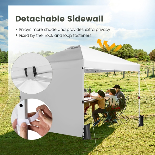 Costway 10'x10'Commercial Pop-up Canopy Tent Sidewall Folding Market Patio White/Pink