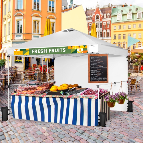 Costway 10'x10'Commercial Pop-up Canopy Tent Sidewall Folding Market Patio White/Pink