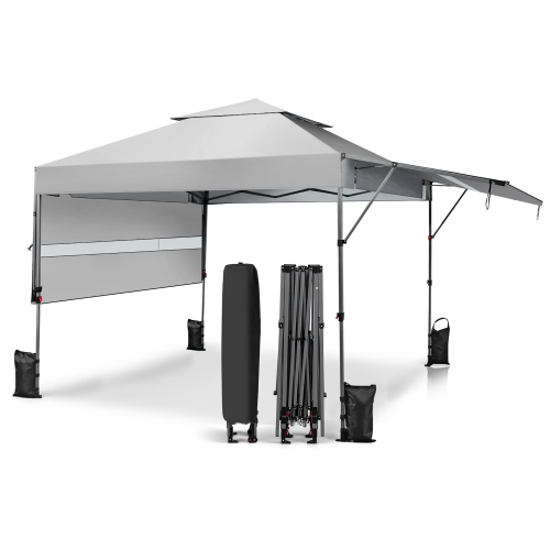 Costway 10'x17.6'Outdoor Instant Pop-up Canopy Tent Dual Half Awnings Adjust Patio