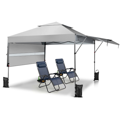 Costway 10'x17.6'Outdoor Instant Pop-up Canopy Tent Dual Half Awnings Adjust Patio