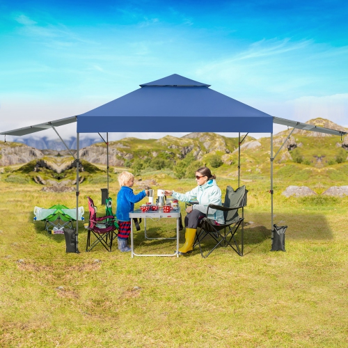 Costway 10'x17.6'Outdoor Instant Pop-up Canopy Tent Dual Half Awnings Adjust Patio