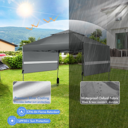 Costway 10'x17.6'Outdoor Instant Pop-up Canopy Tent Dual Half Awnings Adjust Patio