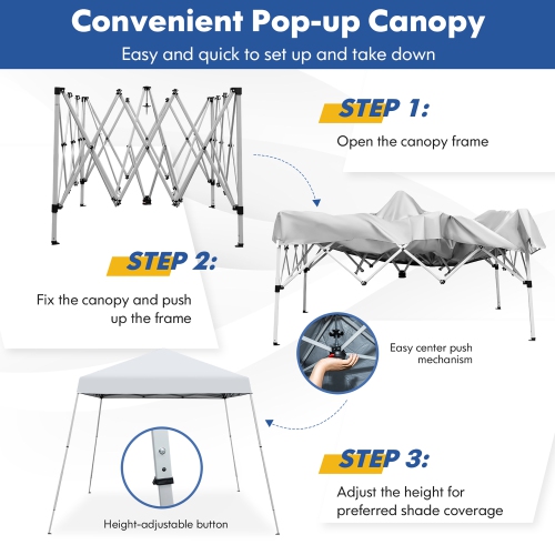 Costway 10x10ft Patio Outdoor Instant Pop-up Canopy Slanted Leg UPF50+ Sun Shelter