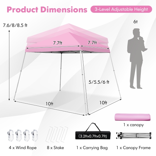 Costway 10x10ft Patio Outdoor Instant Pop-up Canopy Slanted Leg UPF50+ Sun Shelter