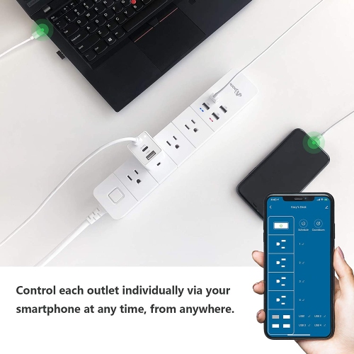Apone Smart Plug Power Strip Surge Protector with USB Ports, Compatible with Alexa & Google Home, No Hub Required