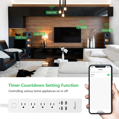 Apone Smart Plug Power Strip Surge Protector with USB Ports, Compatible with Alexa & Google Home, No Hub Required