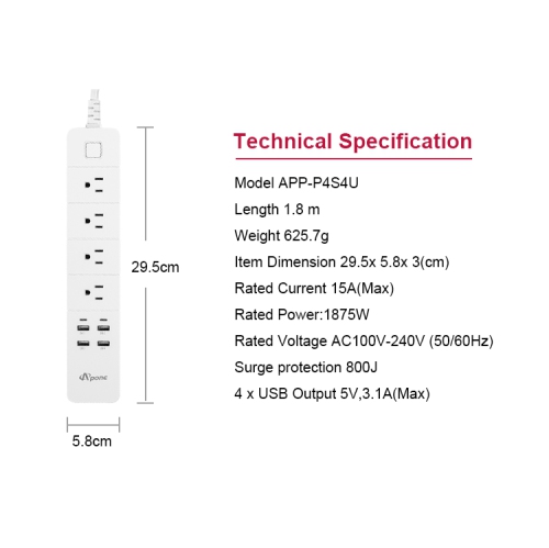 Apone Smart Plug Power Strip Surge Protector with USB Ports, Compatible with Alexa & Google Home, No Hub Required