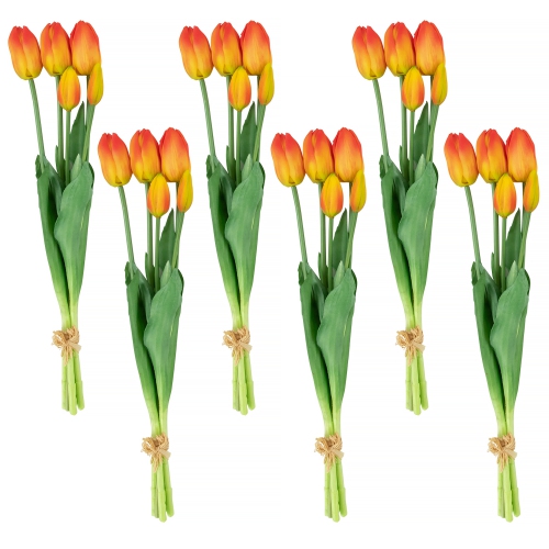 Real Touch™ Red and Yellow Artificial Tulip Floral Bundles, Set of 6 - 18"