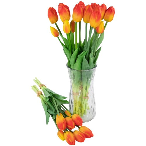 Real Touch™ Red and Yellow Artificial Tulip Floral Bundles, Set of 6 - 18"