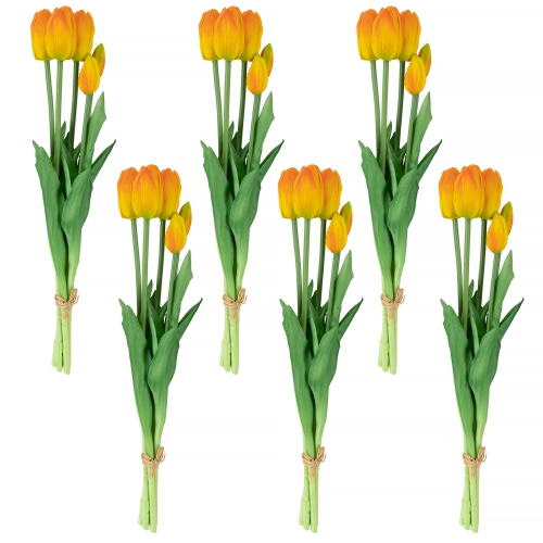 Real Touch™ Orange and Yellow Artificial Tulip Floral Bundles, Set of 6 - 18"