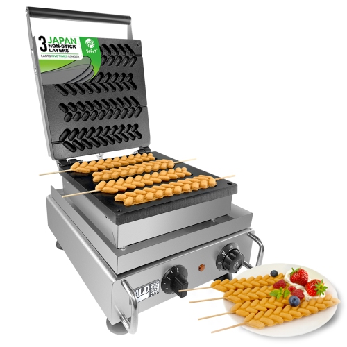 AP-491 Gaufrier | Gaufrier pour arbre | Acier inoxydable avec commande manuelle | Antiadhésif | 4 PCS | 110&nbsp;V
