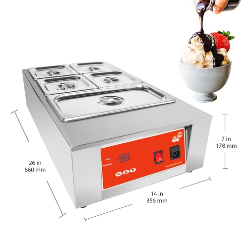 AR-D2002-5 Digital Electric Chocolate Melter | 12 kg Commercial Chocolate Heater | 5 Tanks | 110V